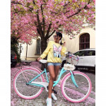 Dámsky retro bicykel 28" Lavida 1-prevodový Modrý, ružové kolesá